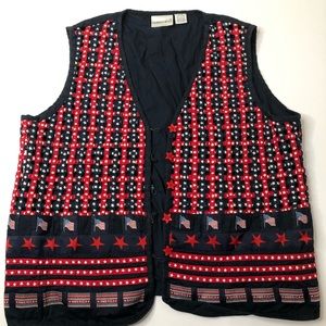 VTG 90’s American Flag 4th of July Woven Star Vest